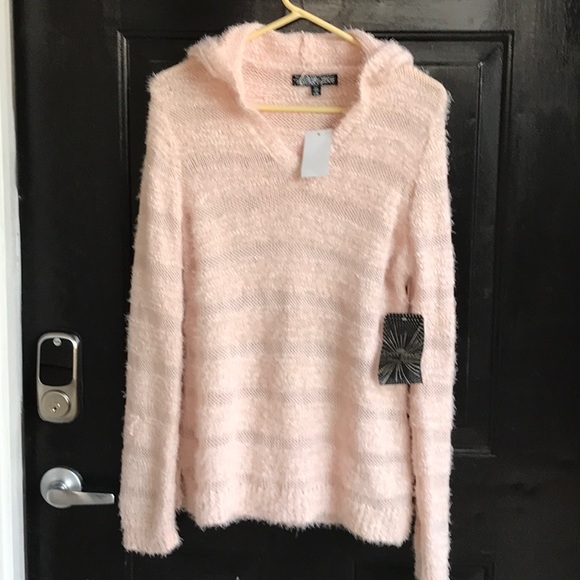 Almost Famous Sweaters - Very cute!  Blush color fuzzy pullover hoodie. NWT